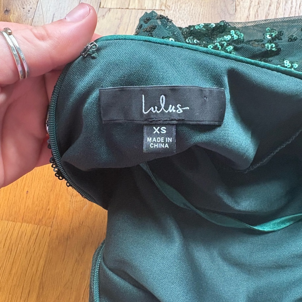 Lulu's Emerald Green Sequin Spaghetti Strap Maxi … - image 7